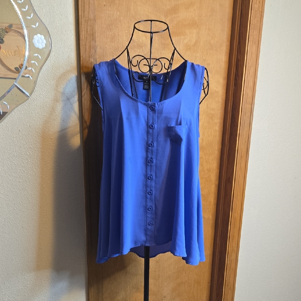 🌞☀️🌞Style & Co. Sleeveless Button-Front Tank Top in Cobalt